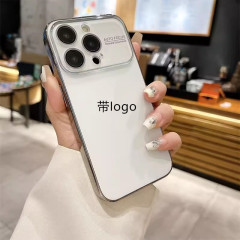 适用iPhone16磨砂电镀手机壳苹果15大视窗护镜14全包13PC保护套12