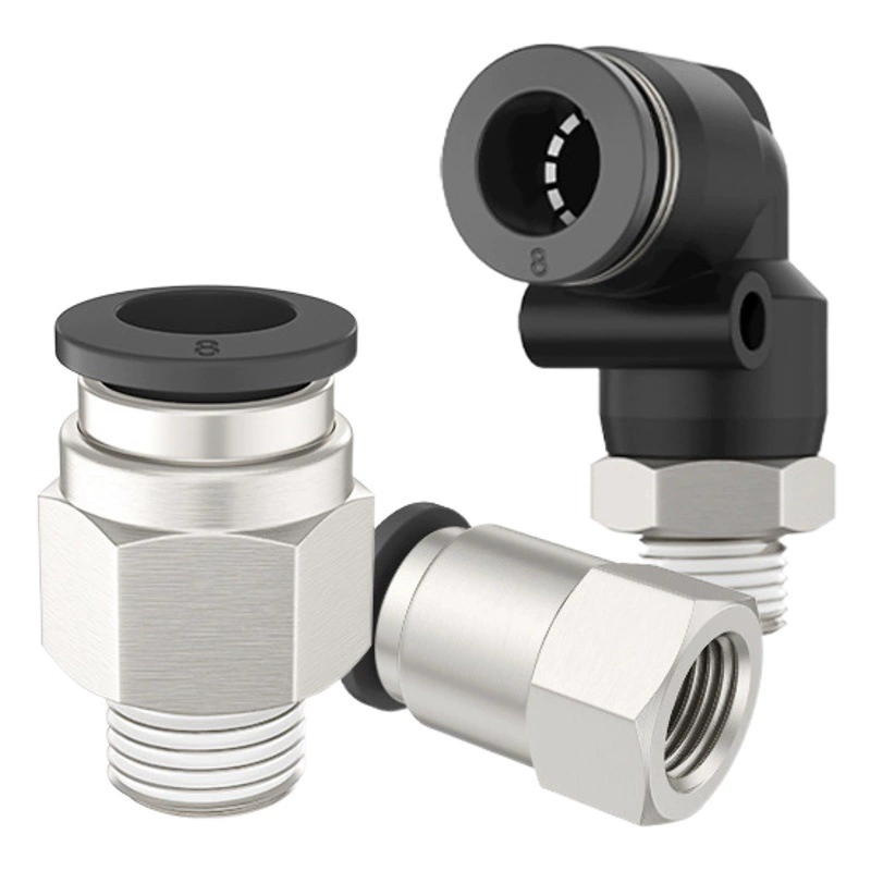 Соединение черной штепсельной вилки трубы воздуха ПУ локтя потока ПЛ потока ПК/PCF8-02 прямой совместной пневматической быстрой быстрое медное