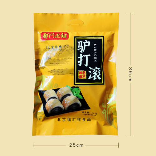 Time-honored Beijing specialty: Donkey Rolls (Lǘ Dǎ Gǔn) – 400g Packaged Snack, Casual Traditional Pastry, Bean Flour Roll, and Glutinous Rice Delicacy—Wholesale