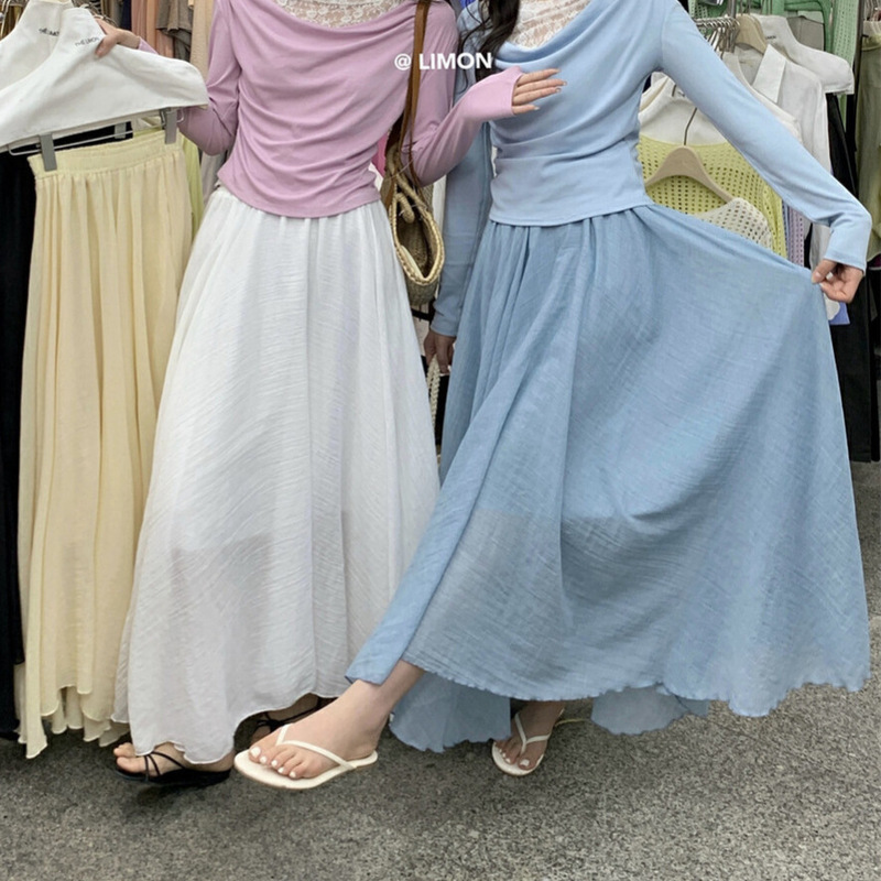 Clearance Sale, No Returns or Exchanges. 2025 Summer High-Waisted Everyday Slimming Cotton-Linen Flared Skirt for Women, Versatile Fairy-Style Long Skirt