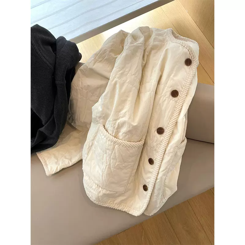 日韩风小个子奶呼呼白色羊羔绒棉衣女冬季款韩系设计感棉服短外套