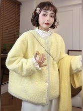 短款羊羔毛外套女感秋冬2024新款小个子法式温柔气质毛绒上衣