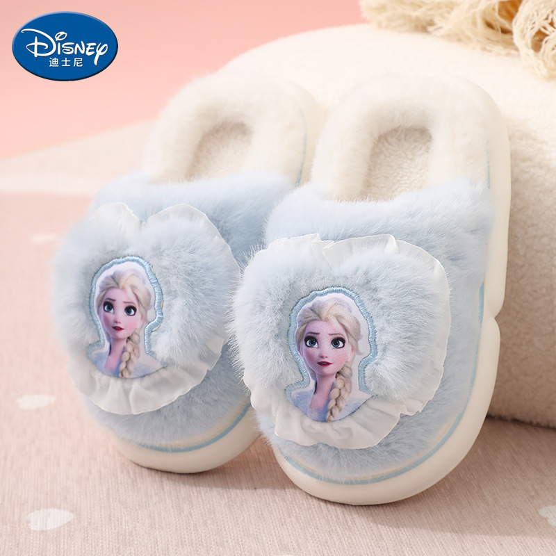 Frozen Princess Aisha Girls Cotton Slippers Winter Cartoon Toddler Home Indoor Warm Children's plush Slippers