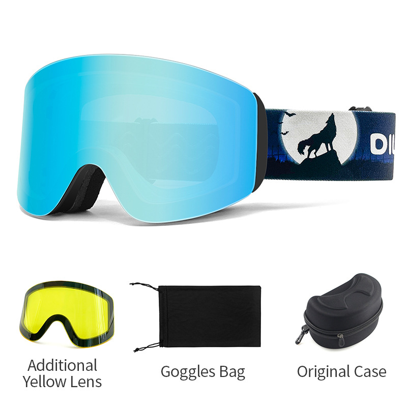Lunettes de ski antibuée double couche avec lunettes cylindriques magnétiques pour équipement de ski de sport de snowboard pour adultes_voghion.com