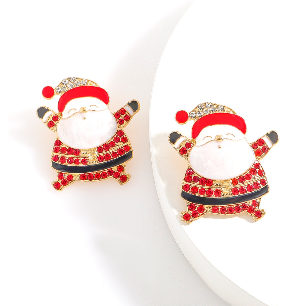 Cute Santa Claus Alloy Inlay Rhinestones Women's Earrings 1 Pair display picture 2