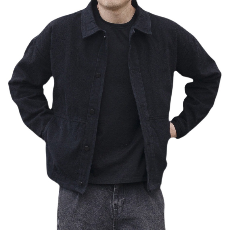 Japonés marca de moda retro primavera y otoño delgada Denim coat hombres negro guapo suelta chaqueta los