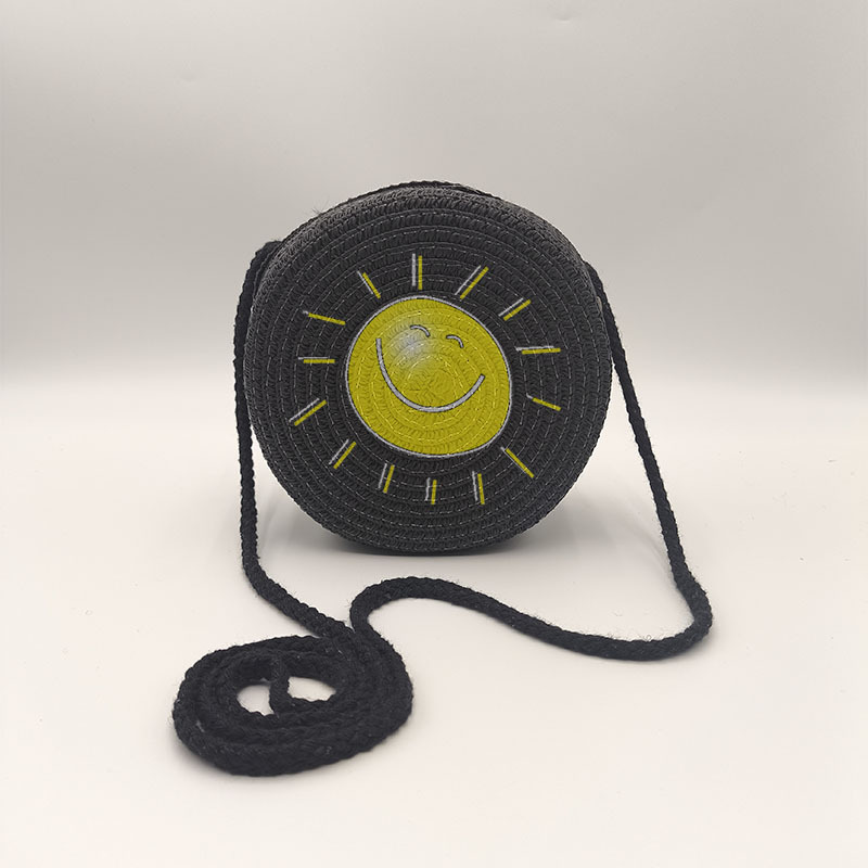 Bolso de teléfono móvil de mensajero tejido a mano negro transpirable lindo estampado elefante patrón HD monedero pequeño