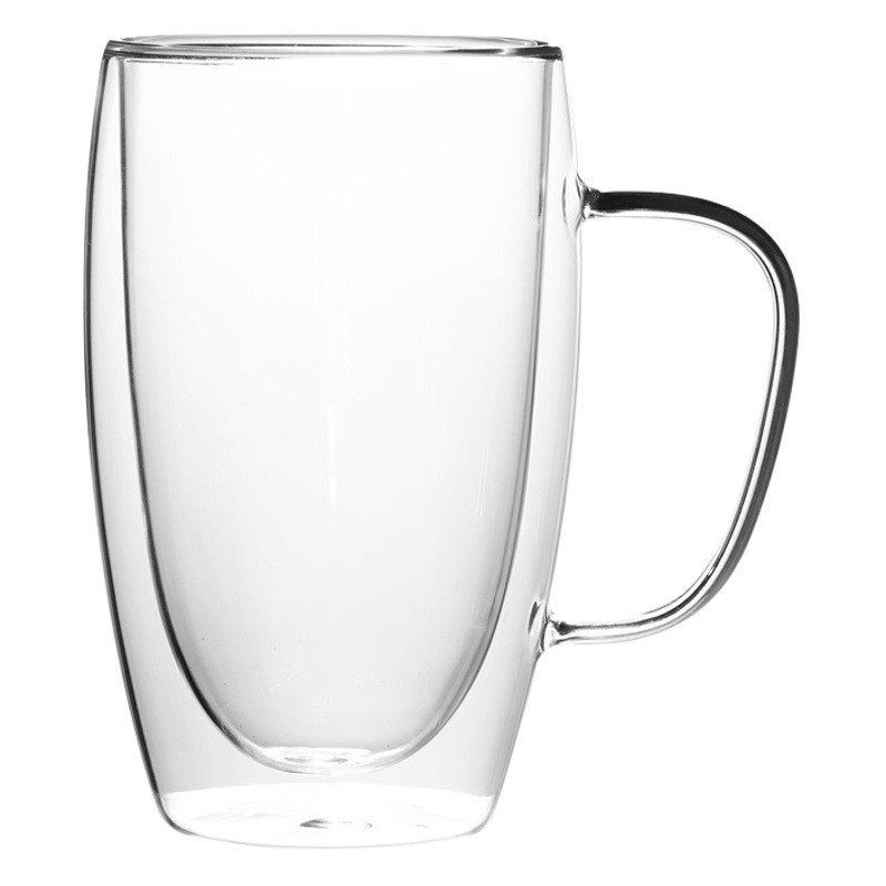 Taza de vidrio de doble capa en forma de huevo con asa, taza de leche de café con aislamiento térmico para el hogar, taza de jugo, taza de cerveza, lugar transfronterizo
