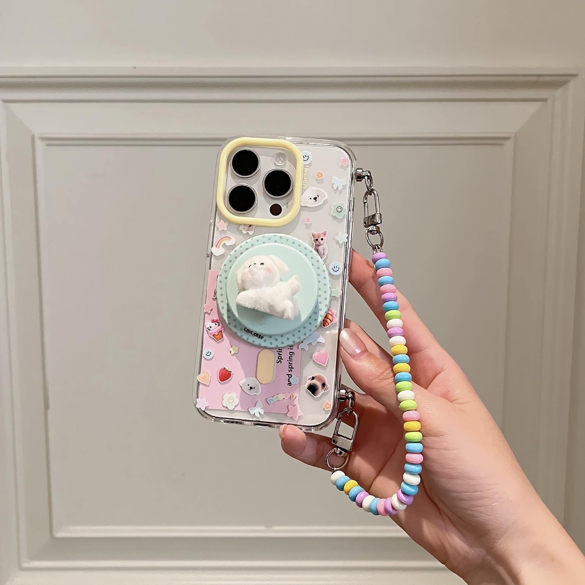 Lindo gato de dibujos animados cachorro para Apple 16ProMax funda para teléfono móvil 15Pro atracción magnética 14/13 nuevo 15PM