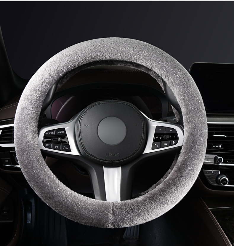 Steering wheel cover car handle cover starry sky winter mink plush warm winter armrest box cushion car seat rear seat