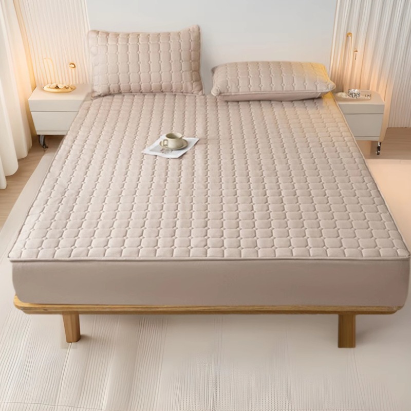 Fitted Sheet Bed Cover Skin-Friendly Washed Cotton Quilted Thickened Simmons Mattress Protector Manufacturer Wholesale Fitted Sheet Style