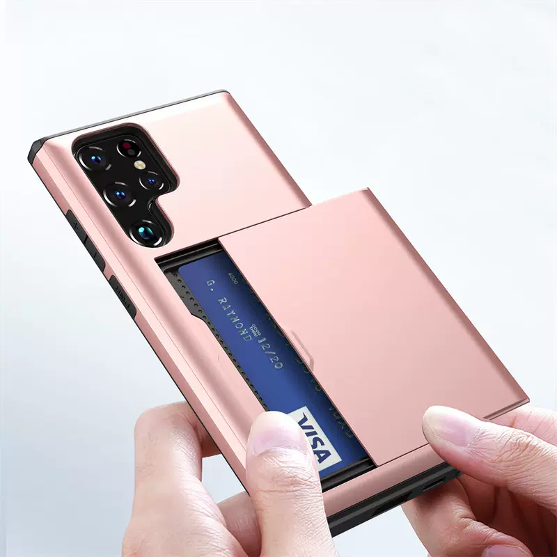 适用三星S25Ultra手机壳 s24FE滑盖插卡钱包卡槽A56/17防摔保护套