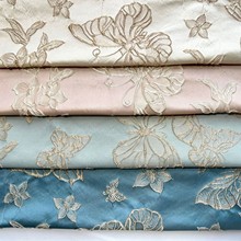 新款蝴蝶浮雕立体油画质感素雅立体提花布料蓝色精密提花