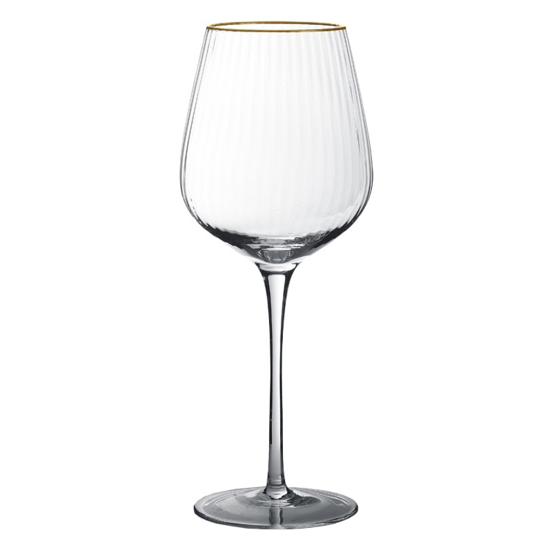 Copa de vino tinto de Phnom Penh de patrón vertical Copa de vidrio de cristal de estilo europeo para el hogar Juego de utensilios de vino Copa de cóctel de borde para el hogar