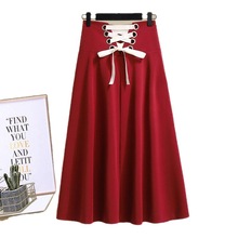 大碼女裝冬季套裝女新款遮肉顯瘦過年紅色毛衣收腰裙子兩件套