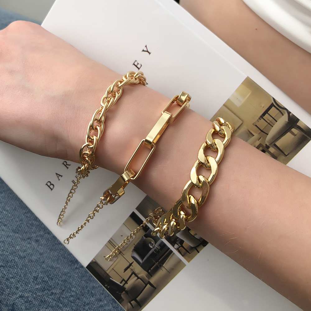 Punk Thick Chain Alloy Bracelet Wholesale display picture 2