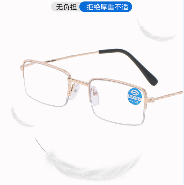 ブルーレイ防止老眼鏡男中高年疲れにくい老眼鏡軽量高精細老人眼鏡半枠フレーム|undefined