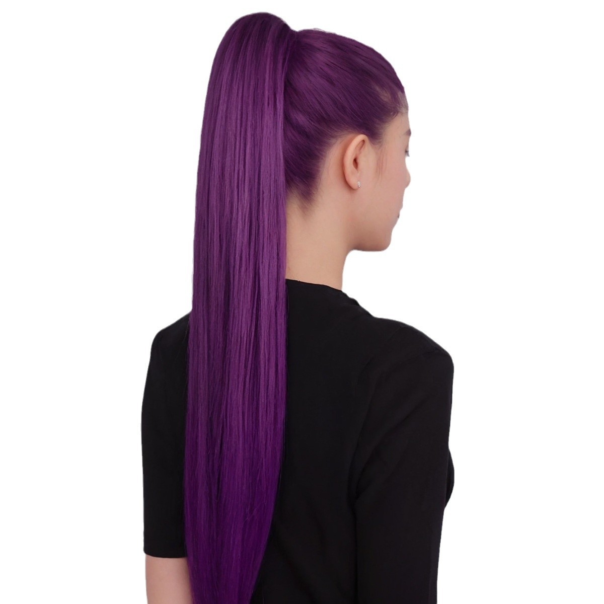 Pelucas 26 pulgadas de cabello largo recto agarrar clips de cola de caballo diaria universal encantador púrpura largo recto fábrica directa