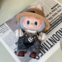 仅衣服拉布布labubu娃衣搪胶盲盒公仔衣服背带裤草帽休闲套装代发