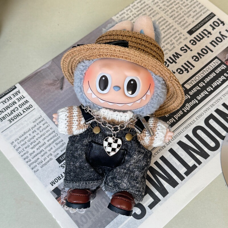 Only Clothes Labubu Baby Clothes Vinyl Blind Box Doll Clothes Overalls Straw Hat Casual Suit Dropshipping