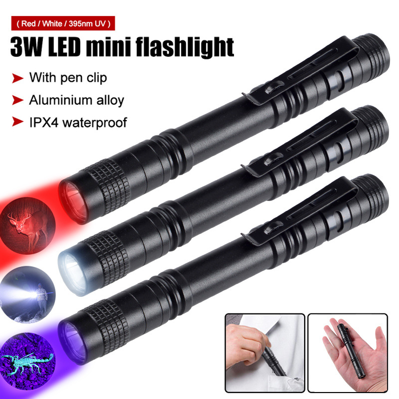 Transfronteriza portátil mini linterna LED de aluminio en forma de lápiz linterna doméstica AAA linterna de luz al aire libre