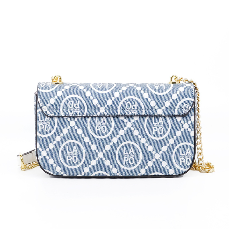Bolso de cadena para mujer con forma de solapa, impresión de color en contraste, sentido de alta gama, bolso cuadrado pequeño europeo y americano, mano LP7228 #