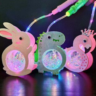 Mid-Autumn Festival cartoon dinosaur rabbit portable lantern luminous Starlight Ball lantern children's Jade Rabbit Lantern festival stall toy