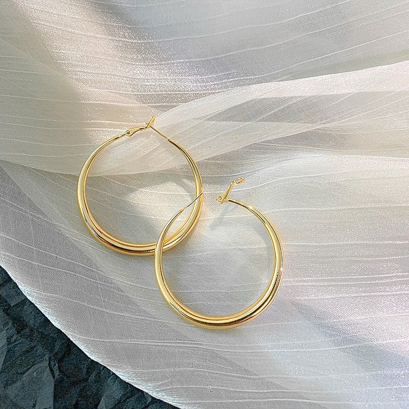 Orecchini a cerchio di lusso leggeri e minimalisti con design geometrico semplice e moderno, Silver Needle_voghion.com