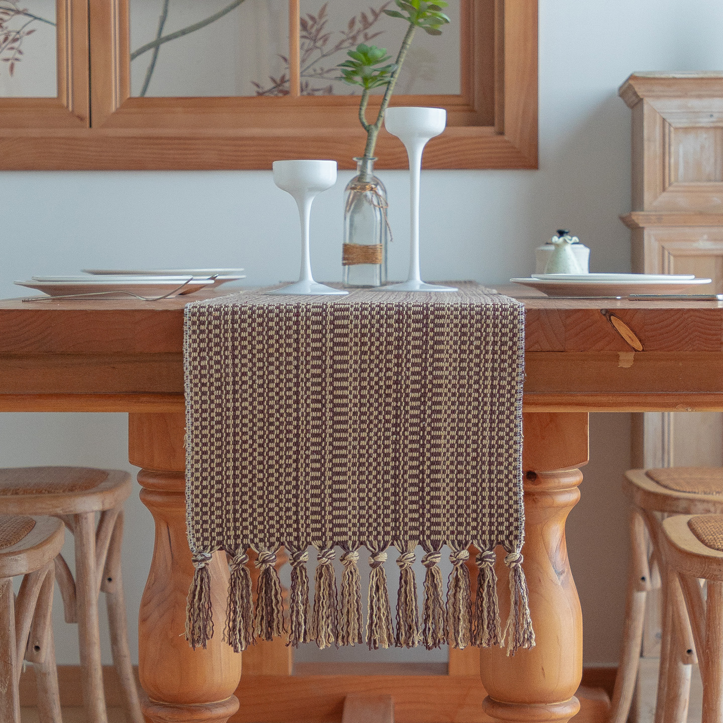 Simple Tablecloth Table Runner Jacquard Fabric Tea Mat Zen Long Tablecloth Dining Table Mat Handmade Tassel Coffee Table Shoe Cabinet Cover