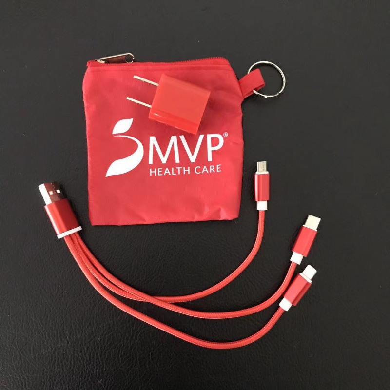 充电器套装手机数据线充电线三合一礼品套装充电线数据线直播快充