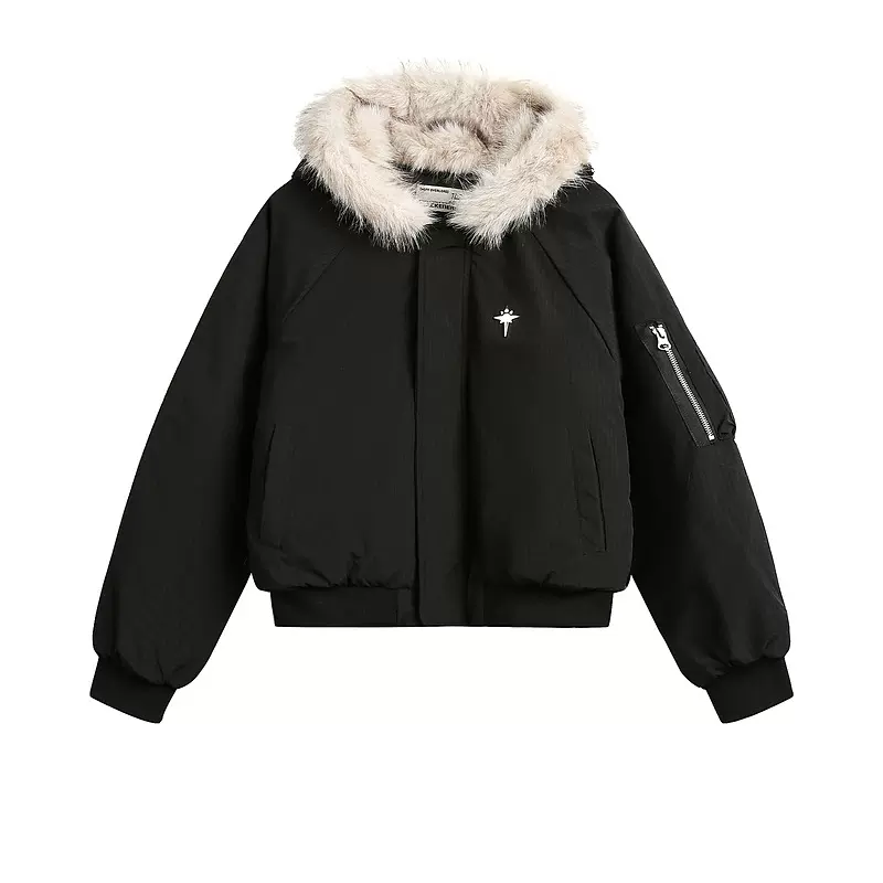 美式潮牌毛领加厚短款棉服男士2025冬季新款宽松cleanfit保暖棉衣