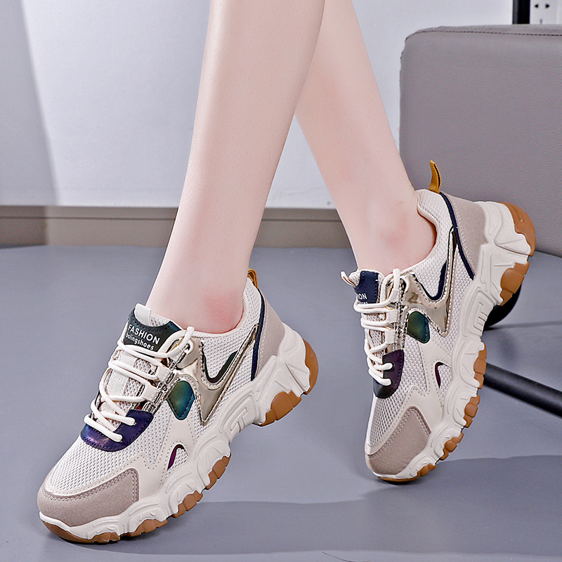 Spring new women's sports shoes, fashionable, breathable, lightweight, non-slip, wear-resistant, casual sports shoes, flat shoes_voghion.com