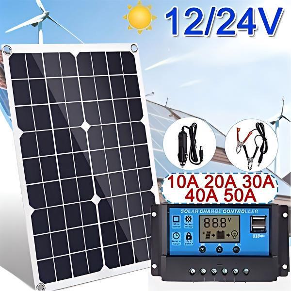 Monocrystalline 20W50W100W 12V USB Solar Panel Portable Photovoltaic Panel Charger Mobile Power Supply