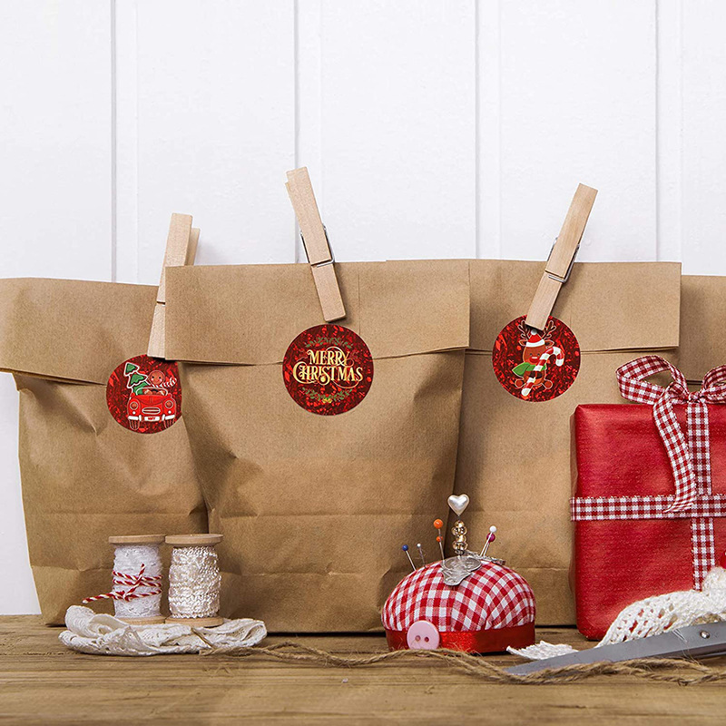 Amazon 2022 New Red Merry Christmas Christmas Sticker Gift Closure Label