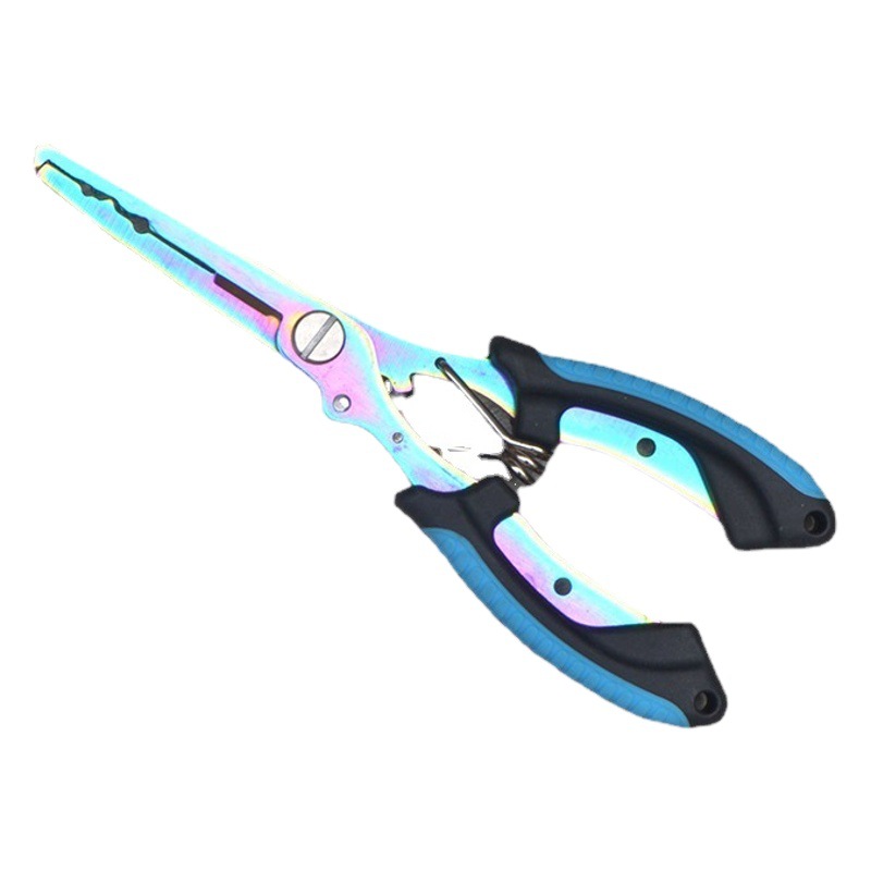 Bent mouth with hook open loop stainless steel titanium plated anti-rust multi-function Road pliers back hook pulling line scissors fishing tongs fishing gear