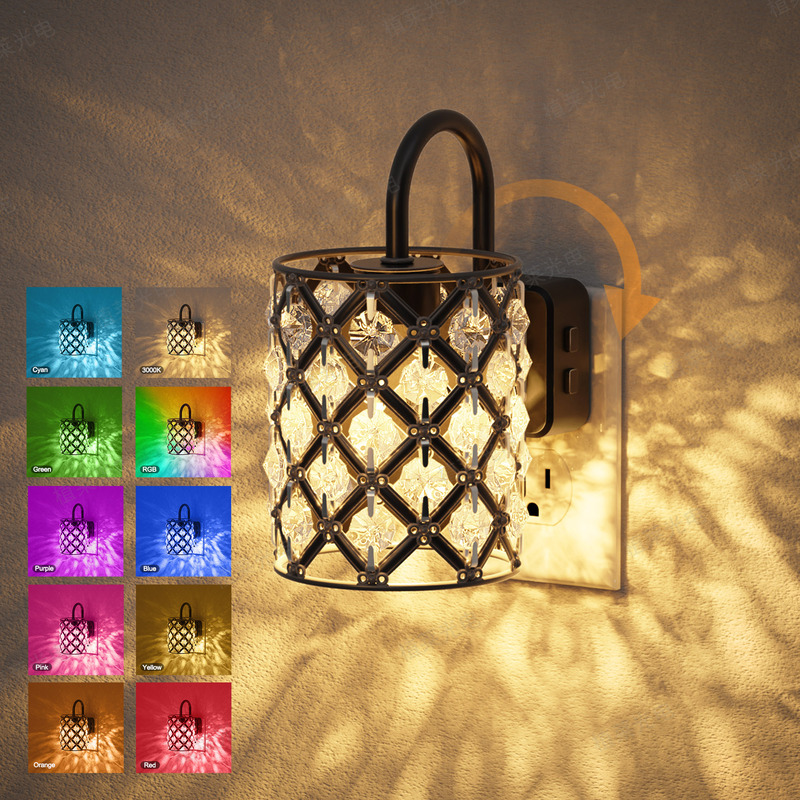 Plug-In Custom Night Light Gy231 Diamond Grid Crystal Wall Lamp Style Bedroom High-End Sensor Night Light Plug-In Custom Night Light Gy231 Diamond Grid Crystal Wall Lamp Style Bedroom High-End Sensor Night Light
