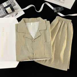 2025新款睡衣男士夏季云朵棉短袖夏天简约休闲宽松家居服套装女