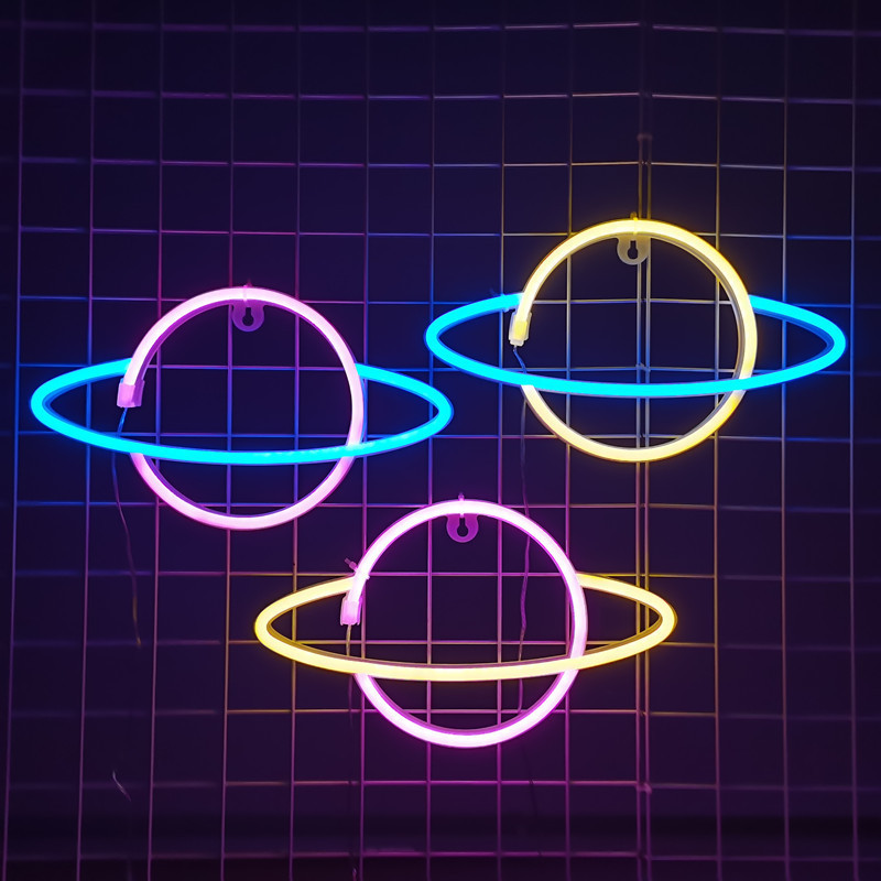 Led Planet Rocket Neon Light Shape Lantern Bar Atmosphere Light Popular Room Decoration Wall Hanging Bedroom Layout Led Planet Rocket Neon Light Shape Lantern Bar Atmosphere Light Popular Room Decoration Wall Hanging Bedroom Layout