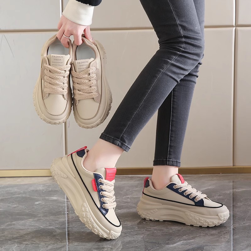 Zapatos de mujer de bizcocho de todo fósforo, zapatos de alta gama, 2024 nuevos zapatos de papá de fondo grueso para deportes de ocio
