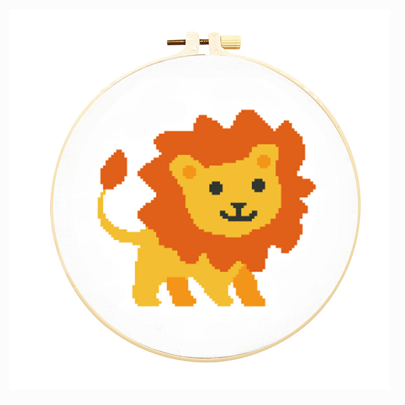 Bordado hecho a mano material de bricolaje paquete animal pequeño tamaño Cruz puntada colgante pintura flor principiante niños estudiante bolsa práctica