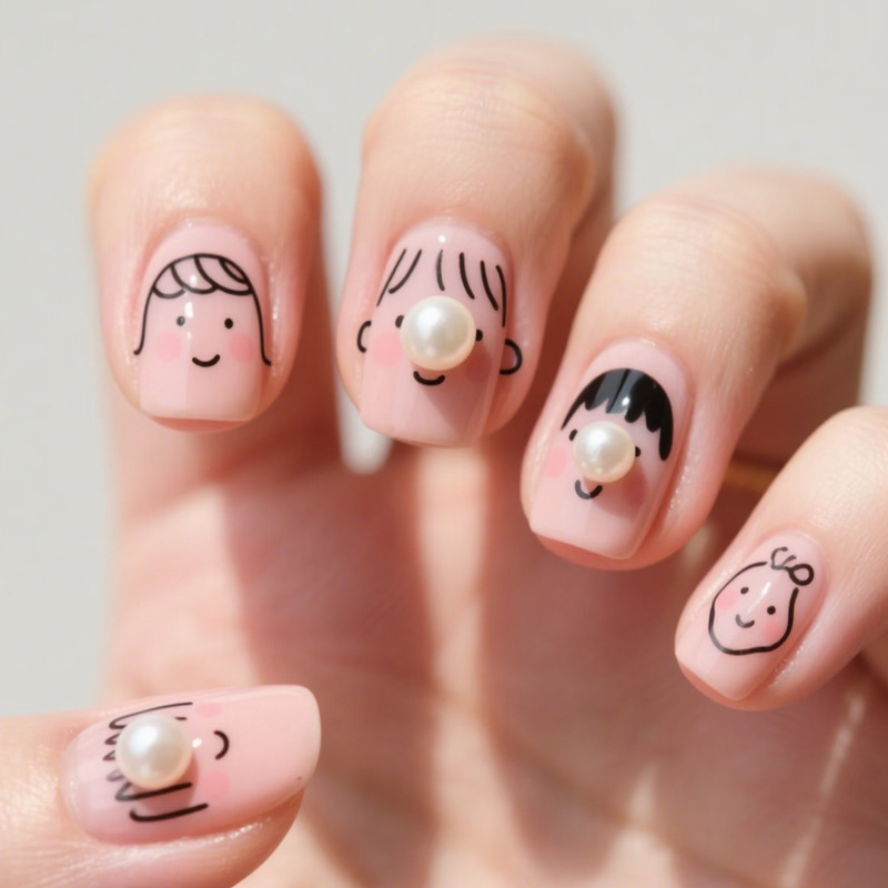 Square Cartoon Wearable Nails with Pearls, Cute Anime Nail Art, Fake Nails, Hot-Selling Foreign Trade Women's Accessories Wholesale Square Cartoon Wearable Nails with Pearls, Cute Anime Nail Art, Fake Nails, Hot-Selling Foreign Trade Women's Accessories Wholesale