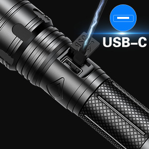 Nueva TYPE-C transfronteriza recargable patrulla al aire libre zoom linterna láser blanco multifunción emergencia linterna de luz fuerte