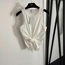 2025夏季南油高端热销多巴胺跨境新款拧结收腰修身坑条纯棉背心女