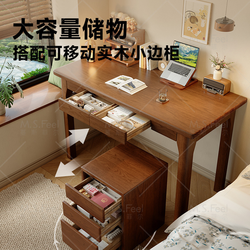 Mesa de escritorio estrecha de madera sólida dormitorio pequeño escritorio de escritorio