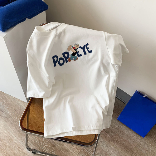 2025 Summer Round Neck Short Sleeve T-Shirt for Men Loose American Letter Print Top Instagram Trendy Print Half Sleeve