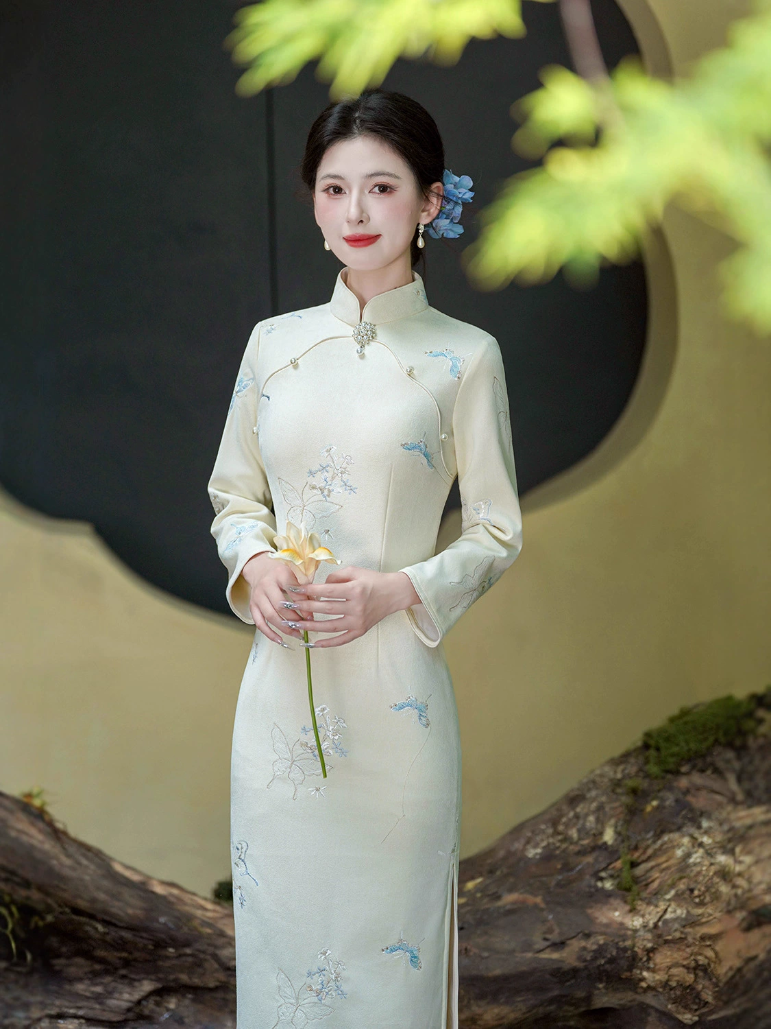 Вельветовый ретро чэнсам, платье, китайский стиль
