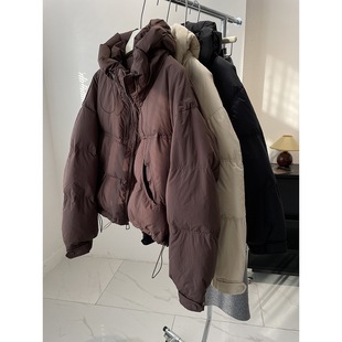 Sauce Purple Hooded Down Jacket Women's 2024 Winter Korean Short Slimming White Duck Down Bread Suit