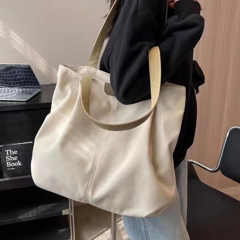 休闲大容量包包女夏季时尚单肩包简约百搭帆布托特包大学生上课包|undefined