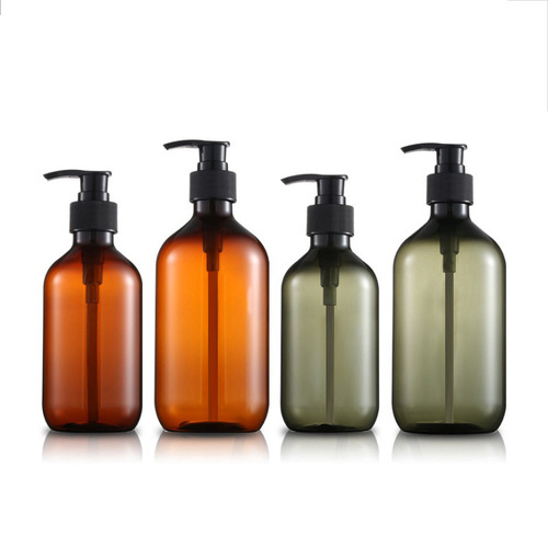 pet brown refill bottle round push-type shampoo hand sanitizer push bottle lotion empty bottle shower gel bottle