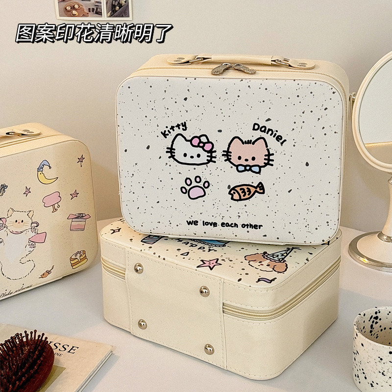 ポータブル大容量外出携帯化粧箱鏡付き小大衆化粧品収納バッグかわいい化粧バッグ女性|undefined
